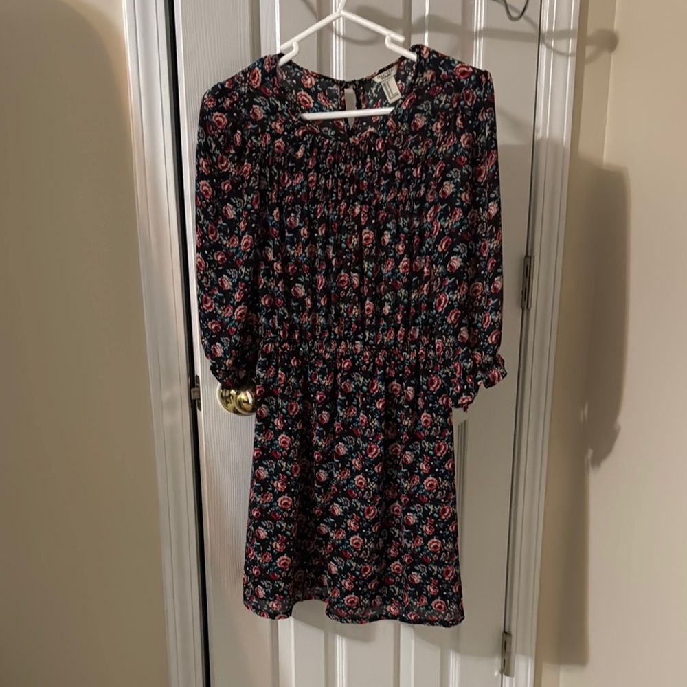 Forever 21 Pink and Red Bishop Sleeve Sundress